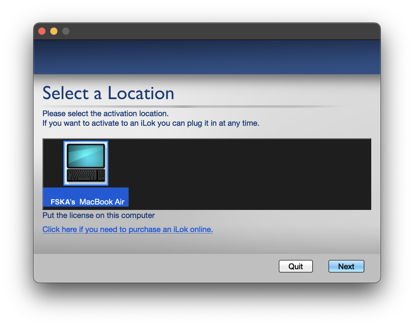 Activation location window